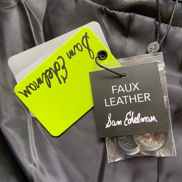 Sam Edelman Black Faux Leather Quilted Jacket - Picture 7 of 10